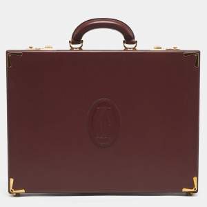 Pre Owned Cartier Burgundy Leather Must de Cartier Briefcase