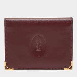 Pre Owned Cartier Burgundy Leather Must de Cartier ID Card Holder