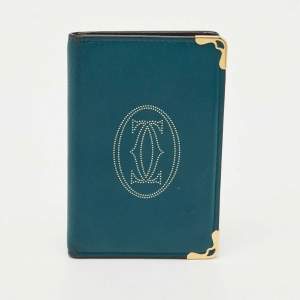 Pre Owned Cartier Green Leather Must de Cartier Business Card Holder