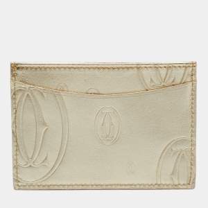 Pre Owned Cartier Gold Leather Happy Birthday Card Holder