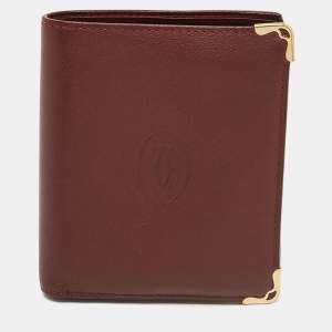 Pre Owned Cartier Red Leather Must de Cartier Bifold Wallet
