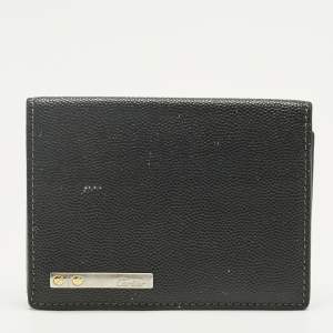 Pre Owned Cartier Black Leather Santos de Cartier Bifold Wallet