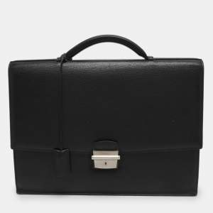 Pre Owned Cartier Pasha Black Leather Briefcase Bag