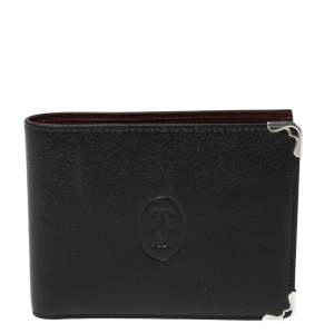 Cartier Black Leather Must De Cartier 6CC Bifold Wallet