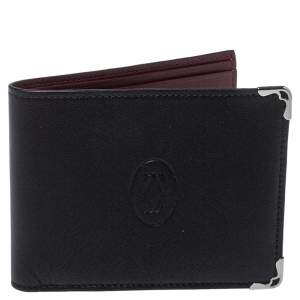 Cartier Black Leather Must De Cartier 6CC Bifold Wallet