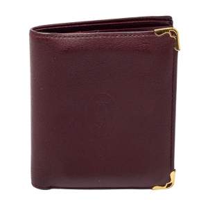 Pre Owned Cartier Maroon Leather Must De Cartier Multiple Wallet