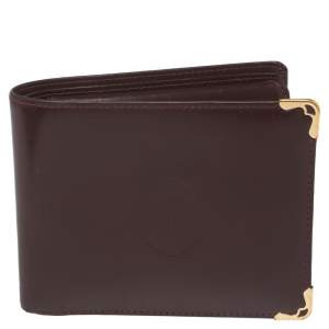 مملوكة مسبقًا Cartier Maroon Leather Must De Cartier 6CC Bifold Wallet