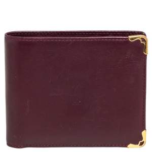 مملوكة مسبقًا Cartier Maroon Leather Must De Cartier 6CC Bifold Wallet