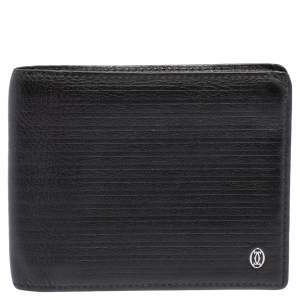 Pre Owned Cartier Black Leather Pasha De Bifold Wallet