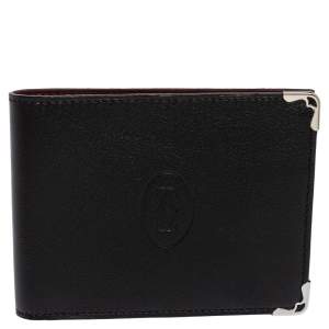 Cartier Black Leather Must De Cartier 6CC Bifold Wallet