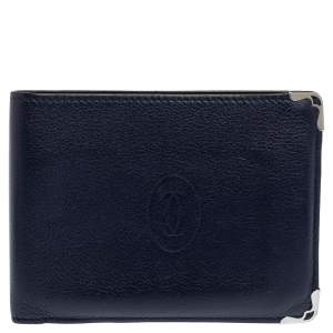مملوكة مسبقًا Cartier Blue Leather Must De Cartier 6CC Bifold Wallet