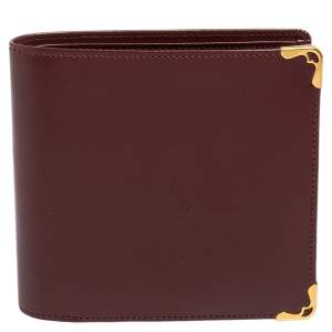 مملوكة مسبقًا Cartier Maroon Leather Must De Cartier Bifold Wallet