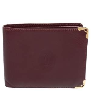 Cartier Burgundy Leather Must De Cartier 6CC Bifold Wallet