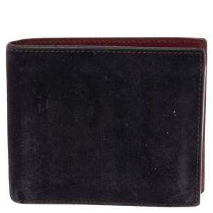 Pre Owned Cartier Black Suede Les Must 6CC Bifold Wallet