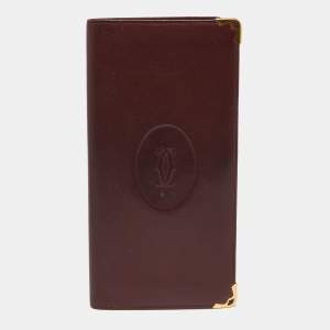 Pre Owned Cartier Burgundy Leather Must de Cartier Checkbook Wallet