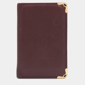 Pre Owned Cartier Burgundy Leather Must de Cartier Card Holder