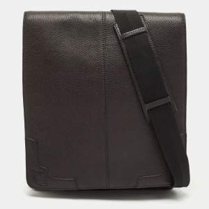 Cartier Black Leather Flap Messenger Bag