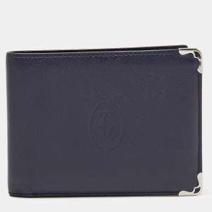 Cartier Navy Blue Leather Must de Cartier Bifold Wallet 