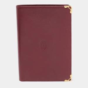 Pre Owned Cartier  Burgundy Leather Must de Cartier Bifold Card Holder