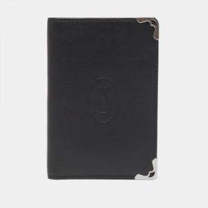 Pre Owned Cartier Black Leather Must De Cartier Card Holder