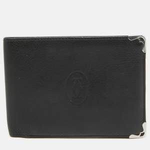 مملوكة مسبقًا Cartier Black Leather Must De Cartier Bifold Wallet
