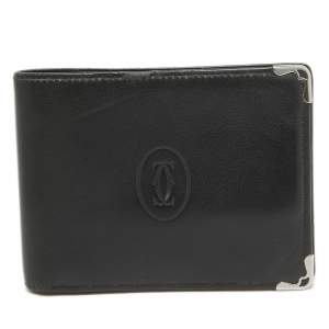 Pre Owned Cartier Black Leather Must de Cartier Wallet