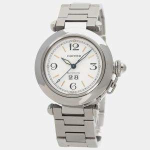 Cartier White Stainless Steel Pasha W31044M7 Automatic Men's Wristwatch 42 mm