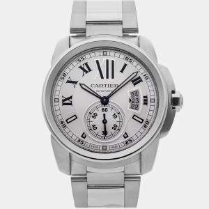 Cartier Silver Stainless Steel Calibre de Cartier W7100015 Automatic Men's Wristwatch 42 mm