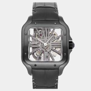 Cartier Skeleton Stainless Steel Santos WHSA0009 Manual Winding Men's Wristwatch 39 mm