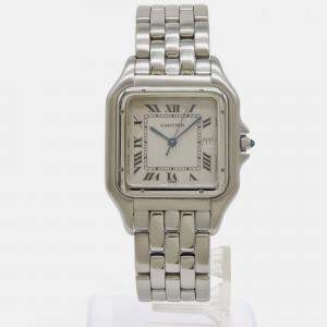 Cartier Ivory Stainless Steel Panthere W25032P5 Quartz Men's Wristwatch 29 mm