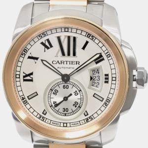 Cartier Silver Stainless Steel Calibre de Cartier W7100036 Automatic Men's Wristwatch 42 mm