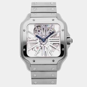 Cartier Skeleton Stainless Steel Santos WHSA0015 Manual Winding Men's Wristwatch 39 mm