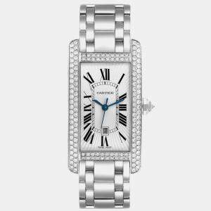 Cartier Tank Americaine White Gold Diamond Men's Watch 26.6 mm