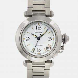 Cartier White Stainless Steel Pasha C de Cartier Automatic Men's Wristwatch 42 mm