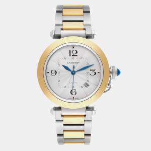 Cartier Pasha 41 Silver Dial Steel Yellow Gold Mens Watch WSPA0009  