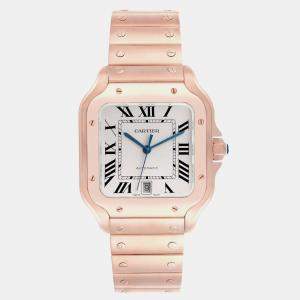 Cartier Santos Large Rose Gold Silver Dial Mens Watch WGSA0018 47.5 mm x 38 mm