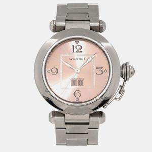 Cartier Pink Stainless Steel Pasha C de Cartier W31058M7 Automatic Men's Wristwatch 35 mm