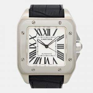 Cartier Silver Stainless Steel Santos W20073X8 Automatic Men's Wristwatch 38 mm