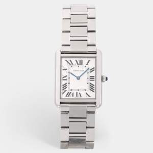 Cartier Silver Stainless Steel Tank Solo W5200014 Unisex Wristwatch 28 mm