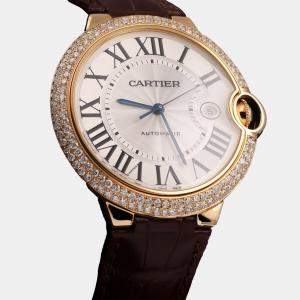 Cartier Pink Diamond 18K Rose Gold Ballon Bleu Automatic Men's Wristwatch 42mm