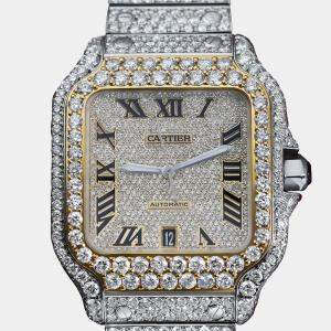 Cartier Customised Black 25CT Diamond 18K Yellow Gold Santos de Cartier WSSA0018 Automatic Men's Wristwatch 39.50 MM