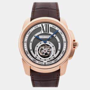 Pre-Owned Cartier Silver Dial Calibre De Cartier Flying Tourbillon Manual Winding Men's Watch 45 mm