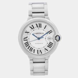 Cartier Silver Stainless Steel Ballon Bleu W69012Z4 Automatic Men's Wristwatch 42 mm