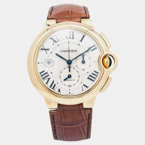 Cartier Ballon Bleu XL 3106 W6920007 White 18k Yellow Gold Automatic Men's Wristwatch 44mm