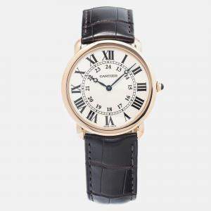 Cartier Ronde Louis W6800251 Manual Winding White Rose Gold Men's Wristwatch 36mm