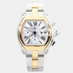 Cartier Roadster W62027Z1 Automatic Silver 18K Yellow Gold Stainless Steel Men's Wristwatch 43mm
