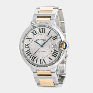 Cartier Ballon Bleu W69009Z3 Automatic Silver 18K Yellow Gold Stainless Steel Men's Wristwatch 42mm