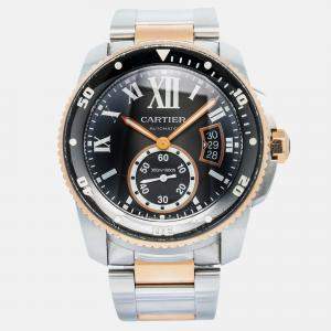 Cartier Calibre Diver W7100054 Automatic Black Gold Stainless Steel Men's Watch 42mm