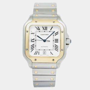 Cartier Santos W2SA0006 Automatic White 18K Yellow Gold Men's Wristwatch 40 mm