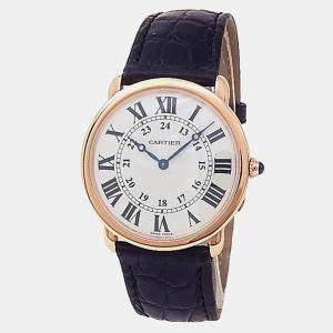 Cartier Ronde Louis W6800251 Manual Winding Silver 18k Rose Gold Men's Wristwatch 36 mm